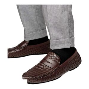 Robert Zur San Tropez Woven Loafer Shoes in color Vintage Luggage Size 10.5D EUC